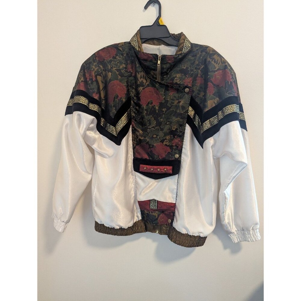 Vintage 1980's Indications Style Windbreaker Rose with Gold Jacket Size Large